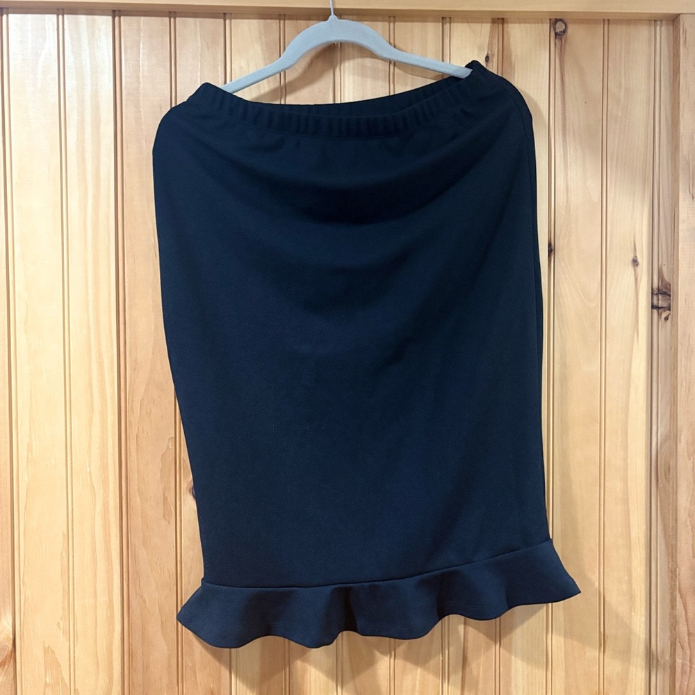 SHEIN Blue Midi Pencil Skirt with Ruffled Hem